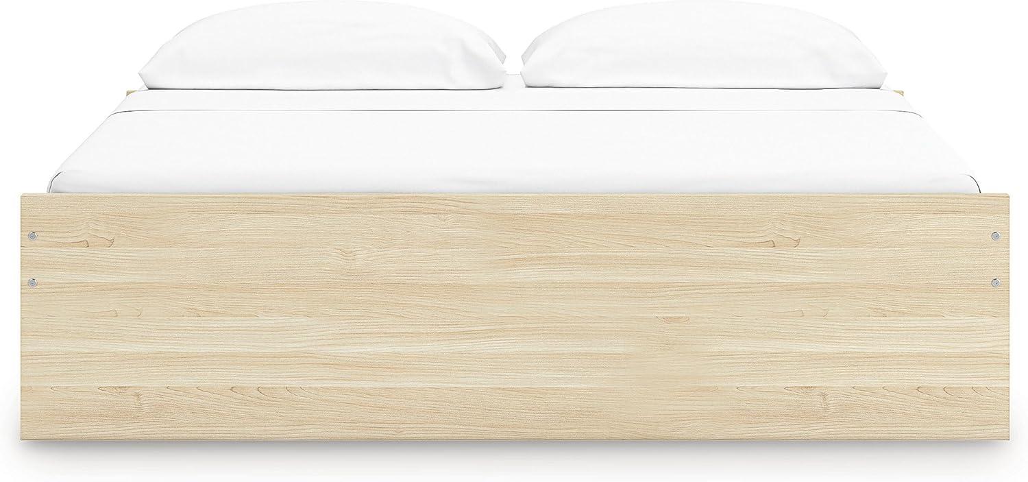 imageSignature Design by Ashley Onita Contemporary Queen Panel Headboard with Adjustable Height Wood and Decorative Laminate 3953quot High Solid White FinishLight Brown