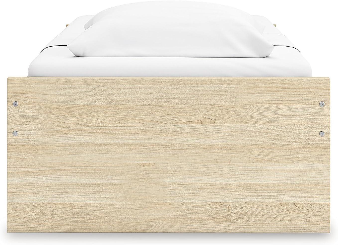 imageSignature Design by Ashley Onita Contemporary Queen Panel Headboard with Adjustable Height Wood and Decorative Laminate 3953quot High Solid White FinishLight Brown