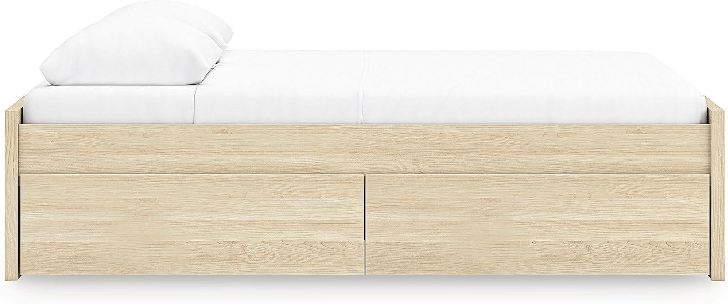 imageSignature Design by Ashley Onita Contemporary Queen Panel Headboard with Adjustable Height Wood and Decorative Laminate 3953quot High Solid White FinishLight Brown