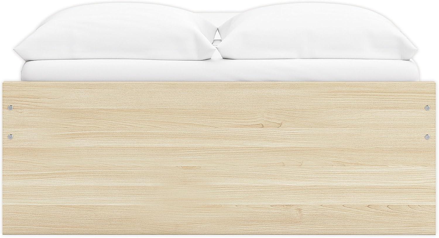imageSignature Design by Ashley Onita Contemporary Queen Panel Headboard with Adjustable Height Wood and Decorative Laminate 3953quot High Solid White FinishLight Brown