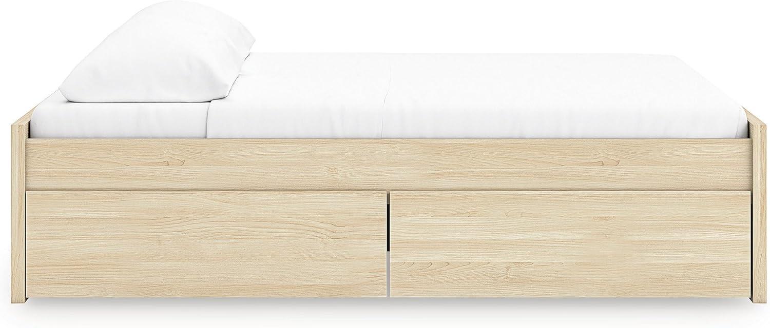 imageSignature Design by Ashley Onita Contemporary Queen Panel Headboard with Adjustable Height Wood and Decorative Laminate 3953quot High Solid White FinishLight Brown