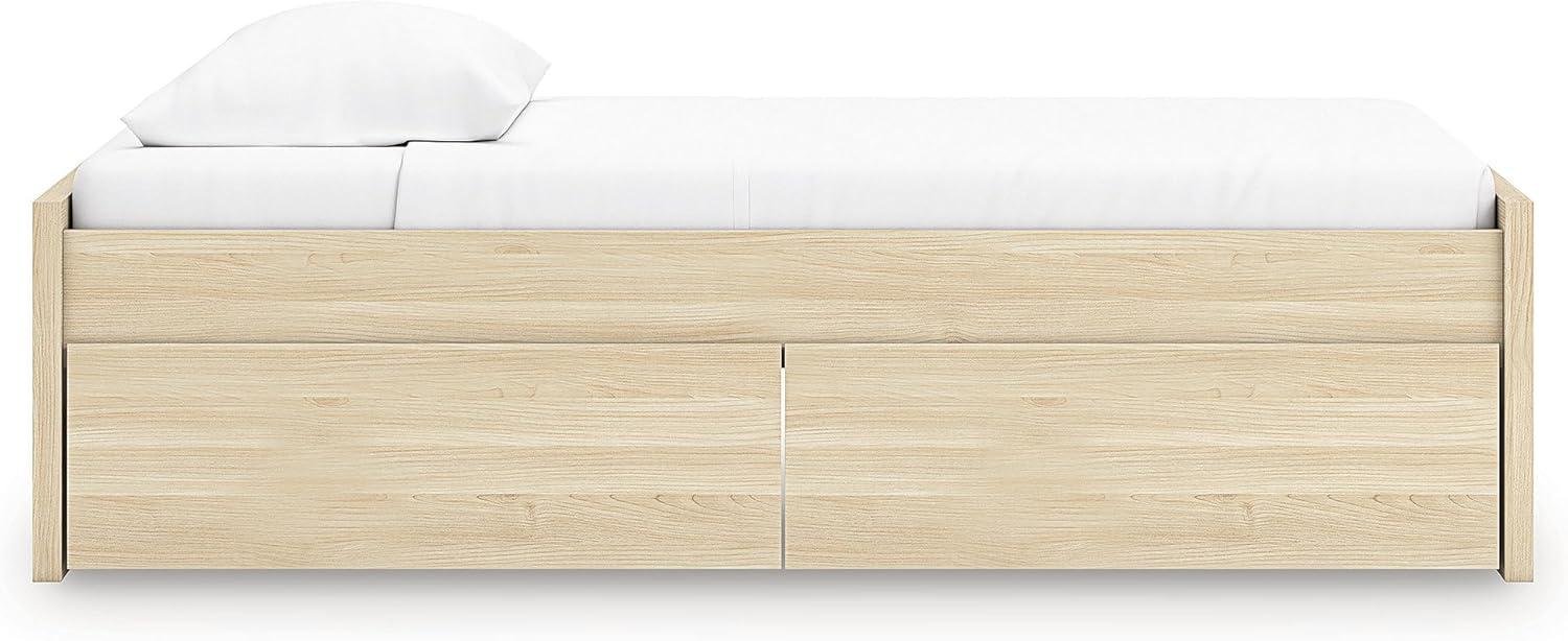 imageSignature Design by Ashley Onita Contemporary Queen Panel Headboard with Adjustable Height Wood and Decorative Laminate 3953quot High Solid White FinishLight Brown