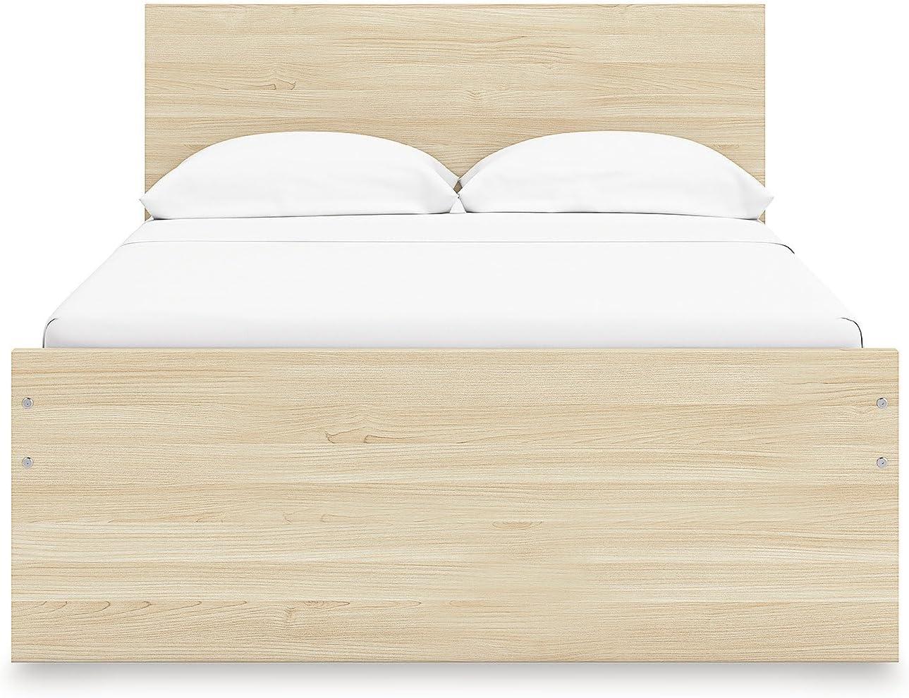 imageSignature Design by Ashley Onita Contemporary Queen Panel Headboard with Adjustable Height Wood and Decorative Laminate 3953quot High Solid White FinishLight Brown