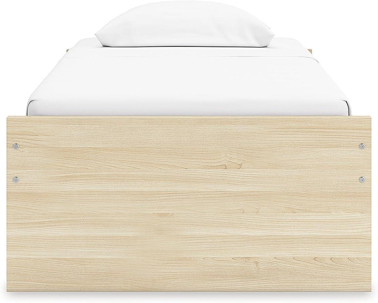 imageSignature Design by Ashley Onita Contemporary Queen Panel Headboard with Adjustable Height Wood and Decorative Laminate 3953quot High Solid White FinishLight Brown