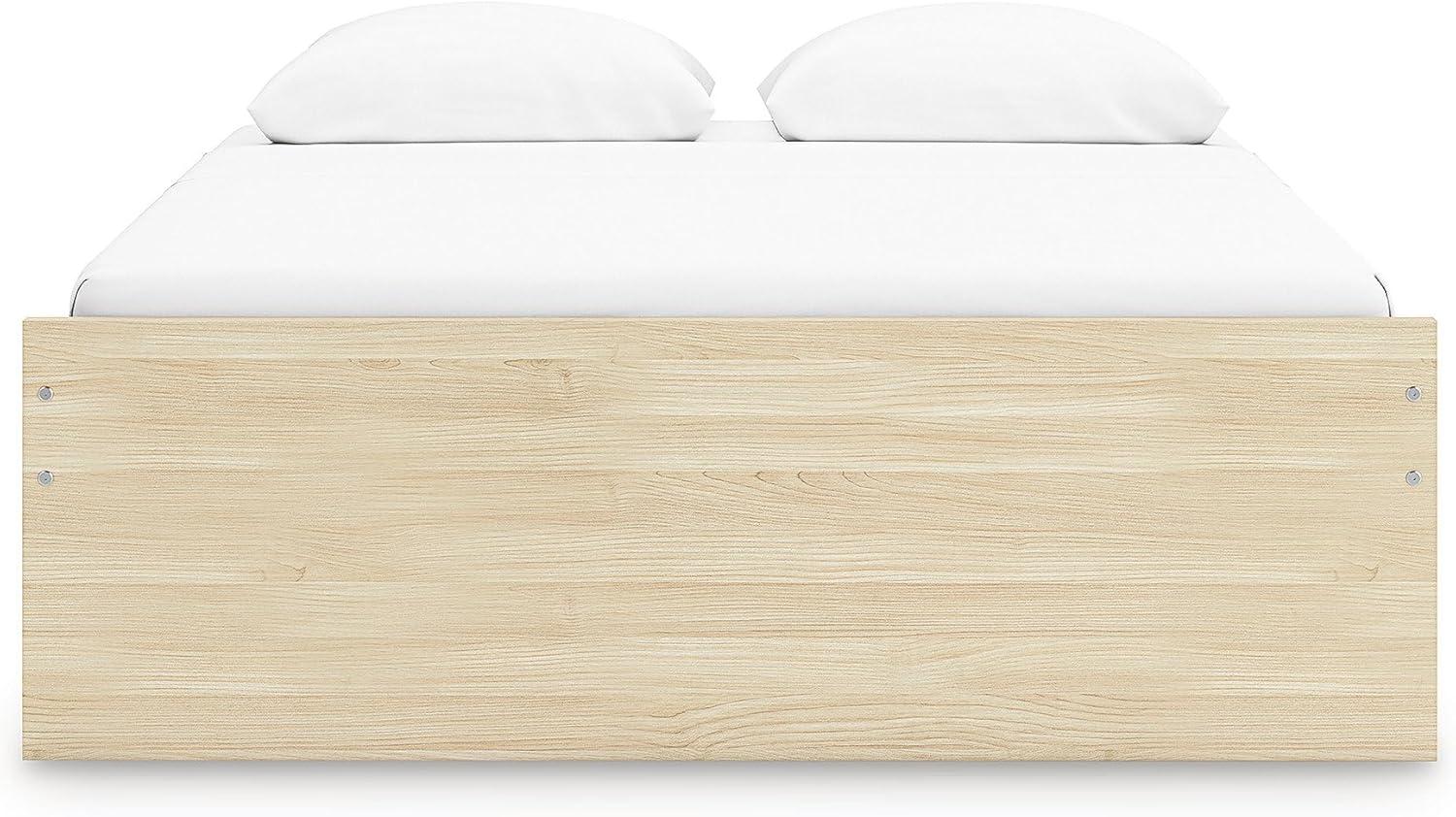imageSignature Design by Ashley Onita Contemporary Queen Panel Headboard with Adjustable Height Wood and Decorative Laminate 3953quot High Solid White FinishLight Brown