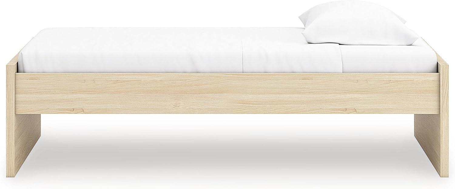 imageSignature Design by Ashley Onita Contemporary Queen Panel Headboard with Adjustable Height Wood and Decorative Laminate 3953quot High Solid White FinishLight Brown