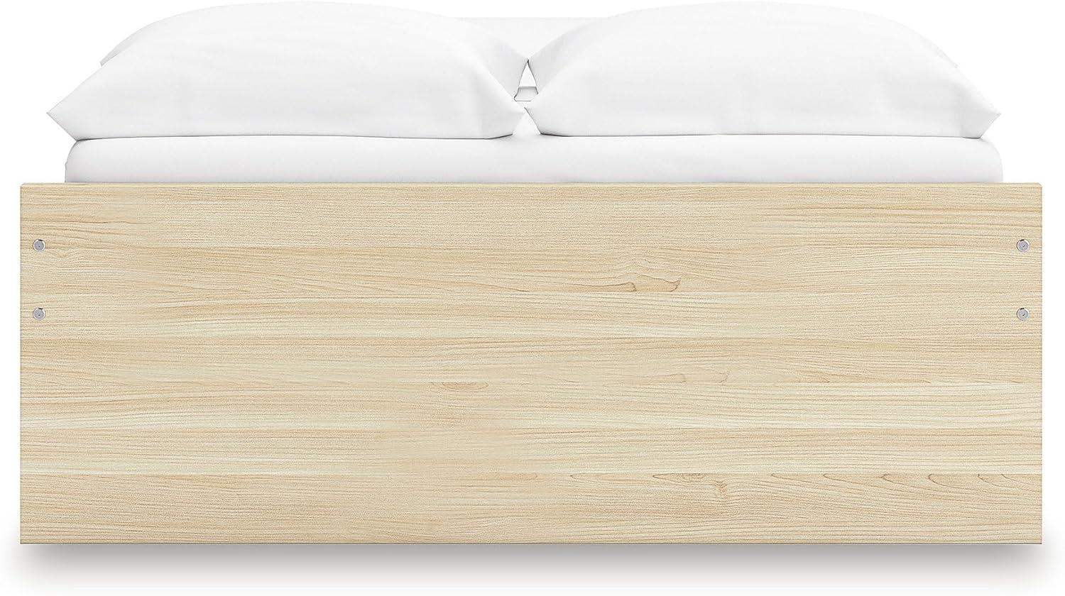 imageSignature Design by Ashley Onita Contemporary Queen Panel Headboard with Adjustable Height Wood and Decorative Laminate 3953quot High Solid White FinishLight Brown