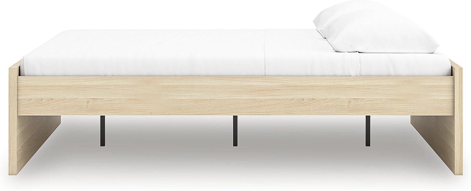 imageSignature Design by Ashley Onita Contemporary Queen Panel Headboard with Adjustable Height Wood and Decorative Laminate 3953quot High Solid White FinishLight Brown