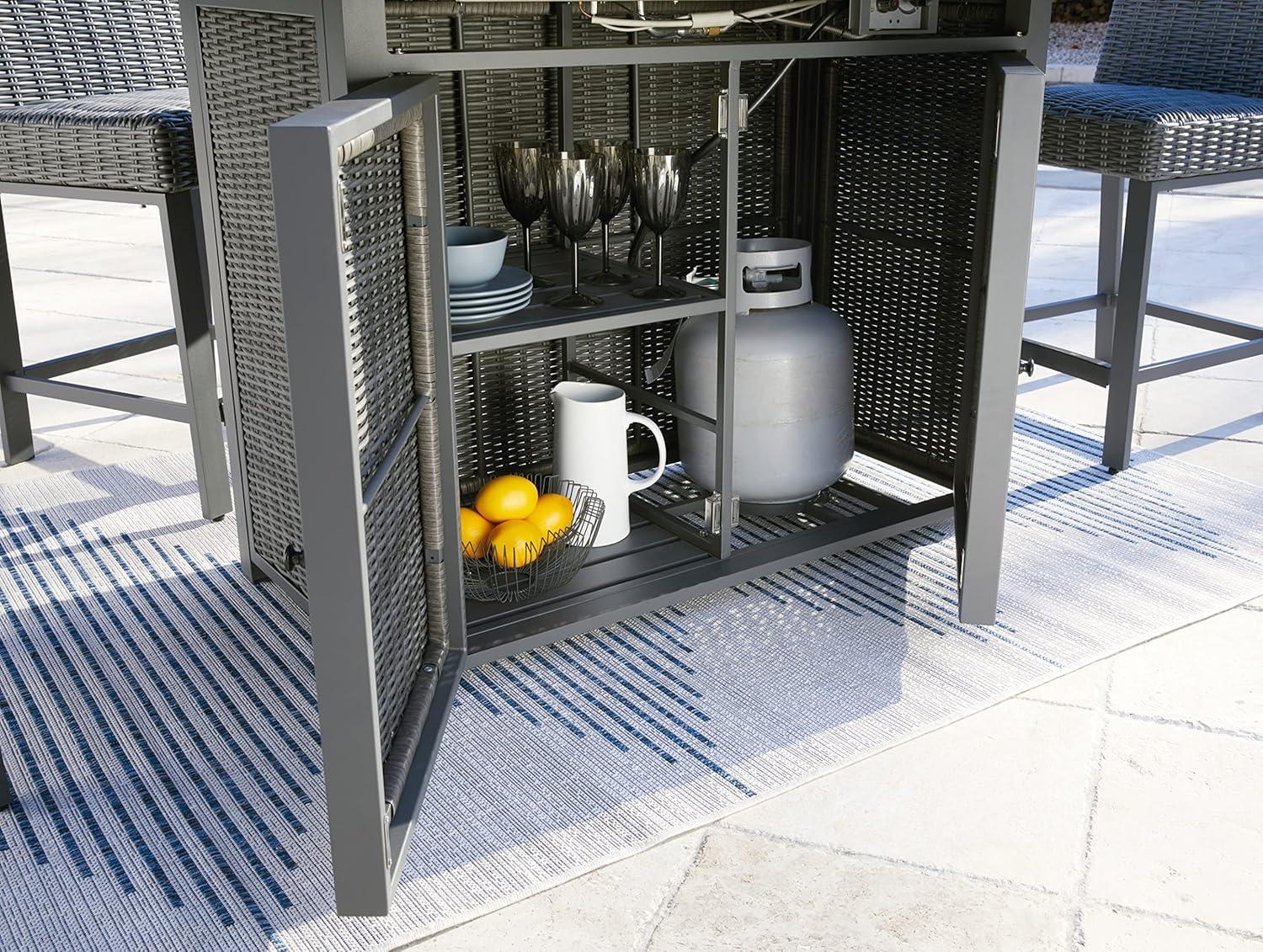 imageSignature Design by Ashley Outdoor Palazzo Rectangular Bar Table with Fire Pit Gray