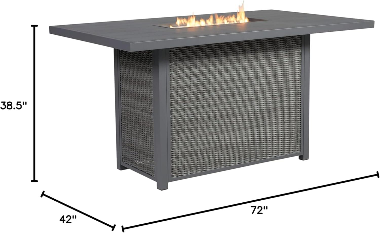 imageSignature Design by Ashley Outdoor Palazzo Rectangular Bar Table with Fire Pit Gray
