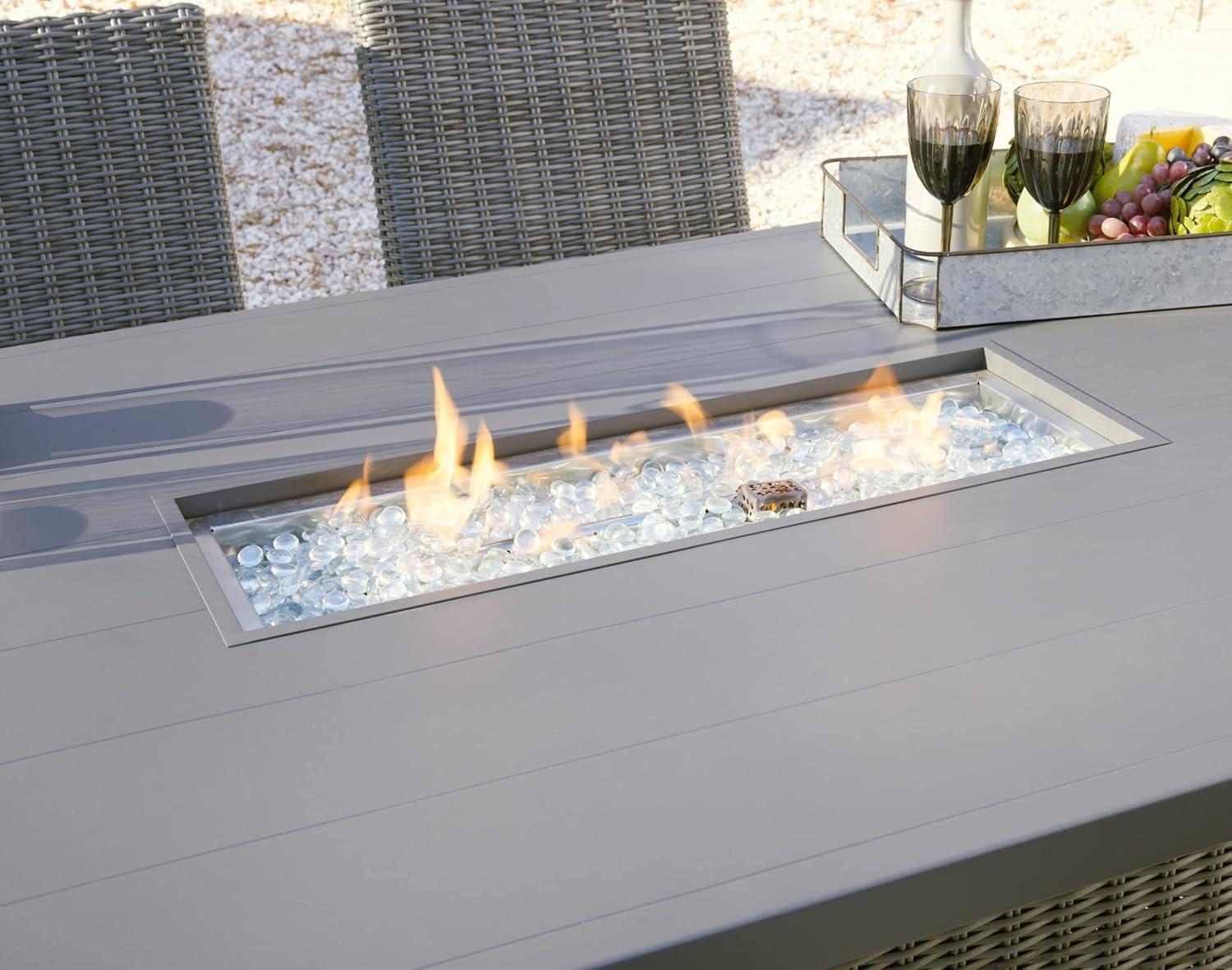 imageSignature Design by Ashley Outdoor Palazzo Rectangular Bar Table with Fire Pit Gray