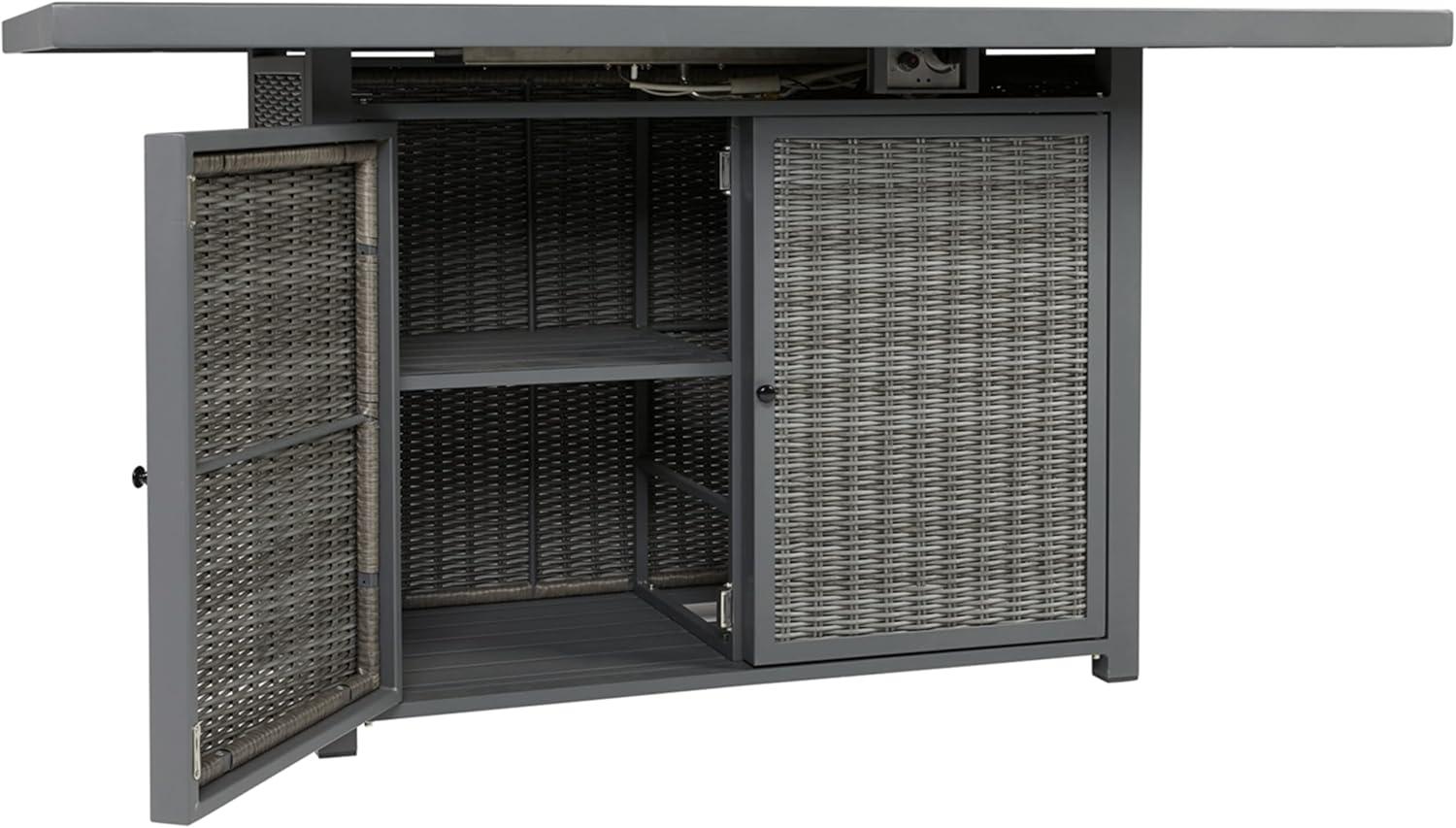 imageSignature Design by Ashley Outdoor Palazzo Rectangular Bar Table with Fire Pit Gray