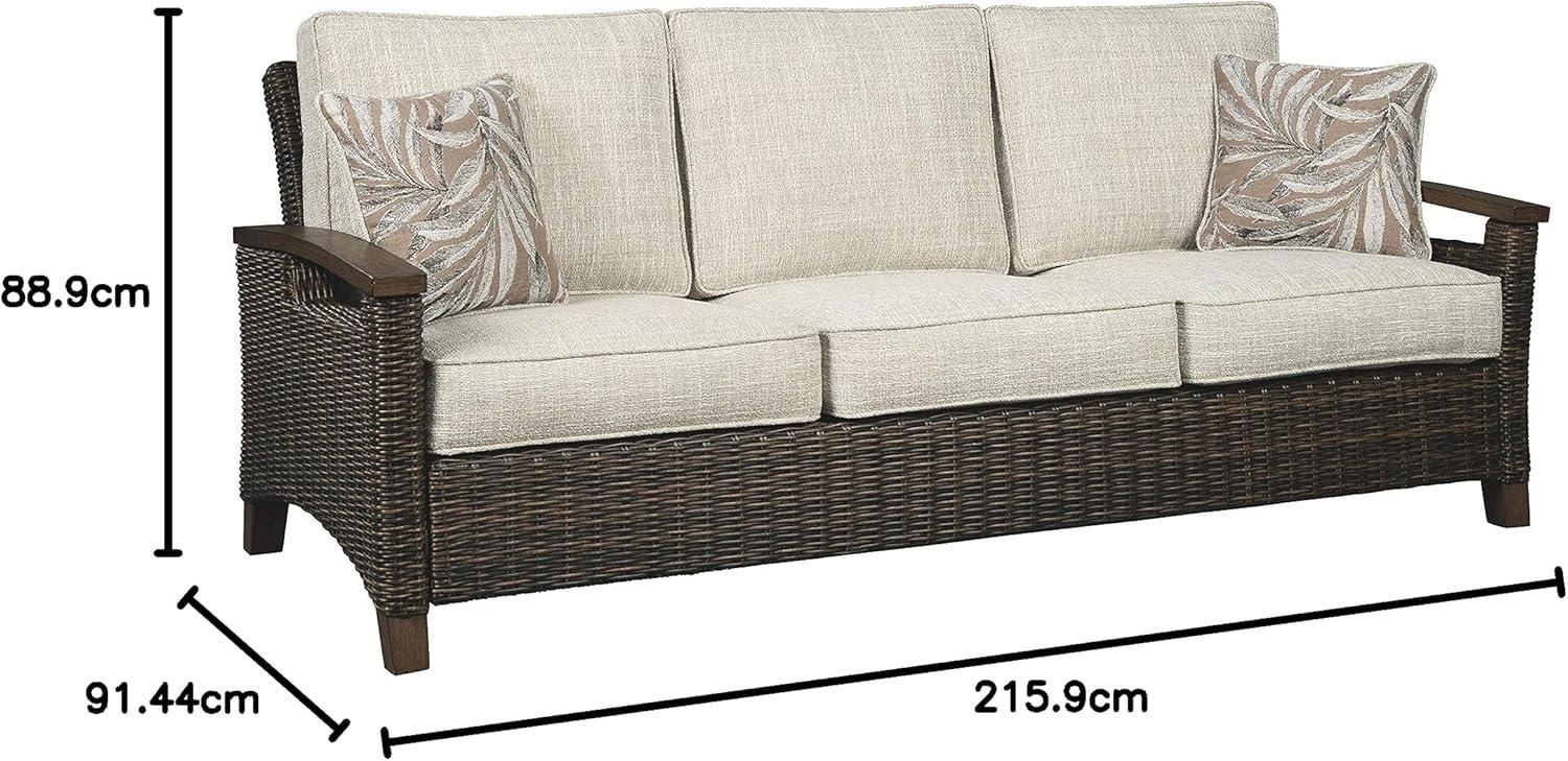 imageSignature Design by Ashley Paradise Trail Outdoor Swivel Upholstered Lounge Chair with All Weather Cushion Set of 2 Cleanable Performance Fabric BeigeSofa with Cushion