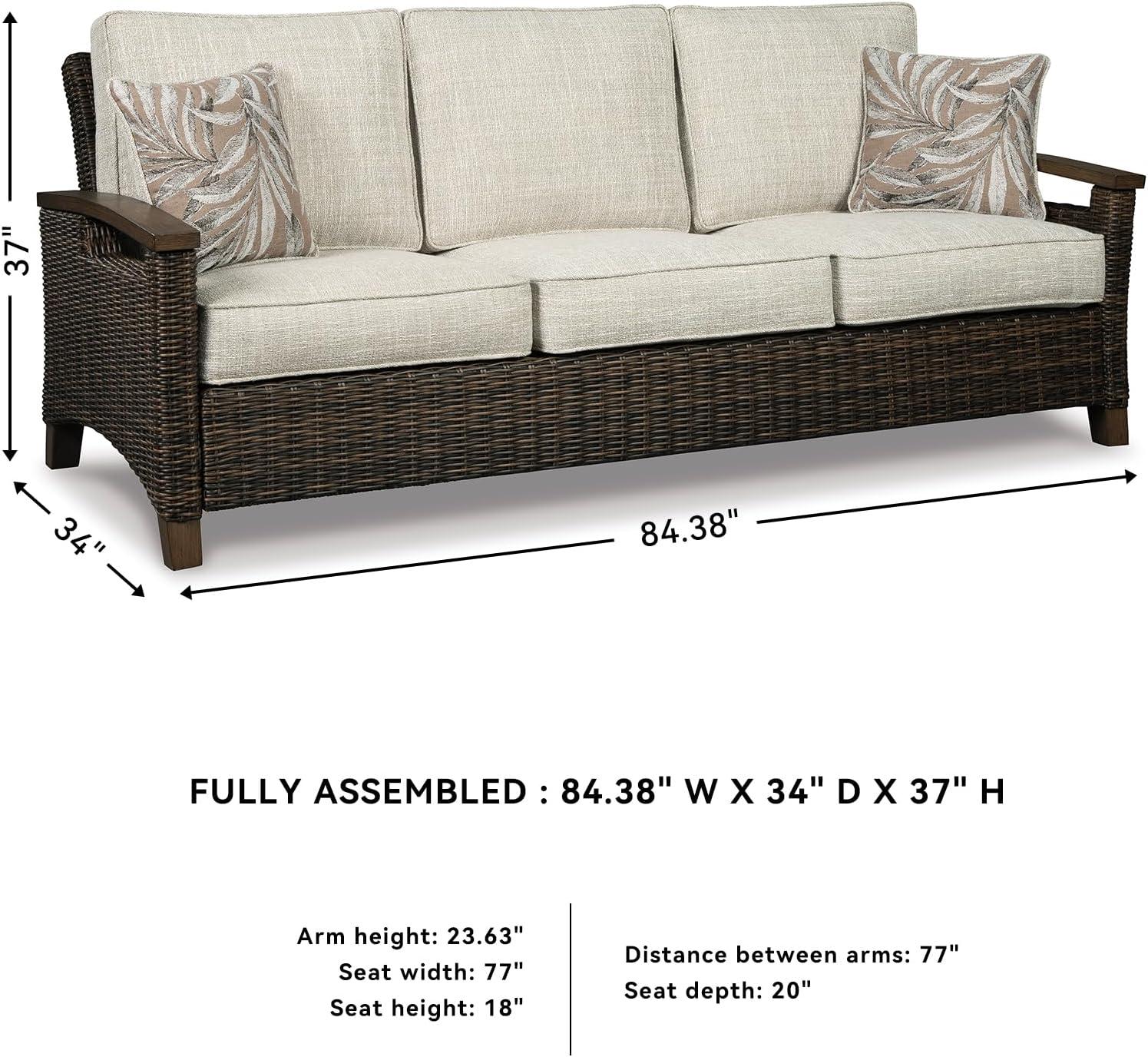 imageSignature Design by Ashley Paradise Trail Outdoor Swivel Upholstered Lounge Chair with All Weather Cushion Set of 2 Cleanable Performance Fabric BeigeSofa with Cushion