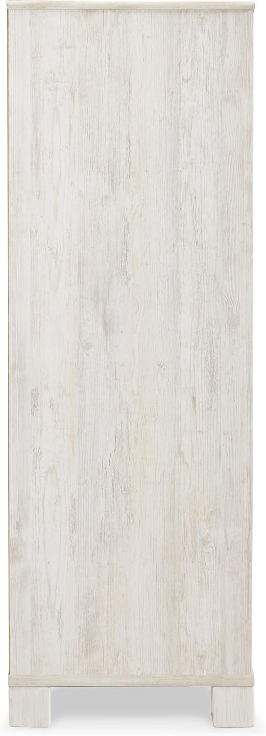 imageSignature Design by Ashley Paxberry Boho 5 Drawer Dressing Chest with Slider Door ampamp 3 Adjustable Shelves WhitewashWhitewash