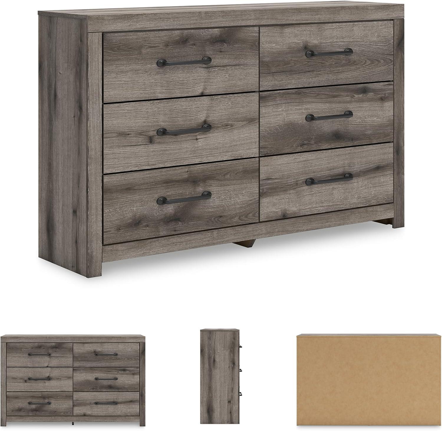 imageSignature Design by Ashley Paxberry Boho 6 Drawer Dresser Smoothgliding Faux Laminate Lined Drawers Wood 6126quot W x 1583quot D x 40quot H WhitewashBrown Gray