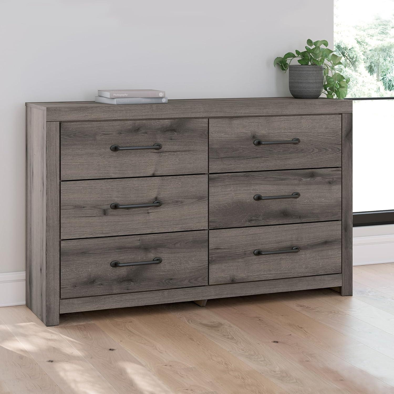 imageSignature Design by Ashley Paxberry Boho 6 Drawer Dresser Smoothgliding Faux Laminate Lined Drawers Wood 6126quot W x 1583quot D x 40quot H WhitewashBrown Gray