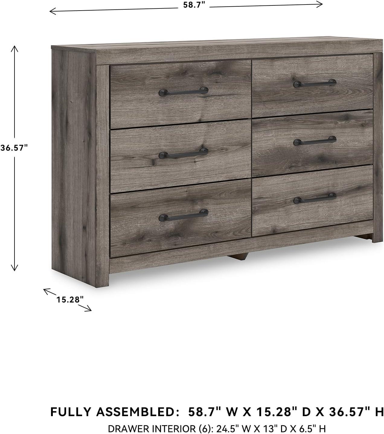 imageSignature Design by Ashley Paxberry Boho 6 Drawer Dresser Smoothgliding Faux Laminate Lined Drawers Wood 6126quot W x 1583quot D x 40quot H WhitewashBrown Gray
