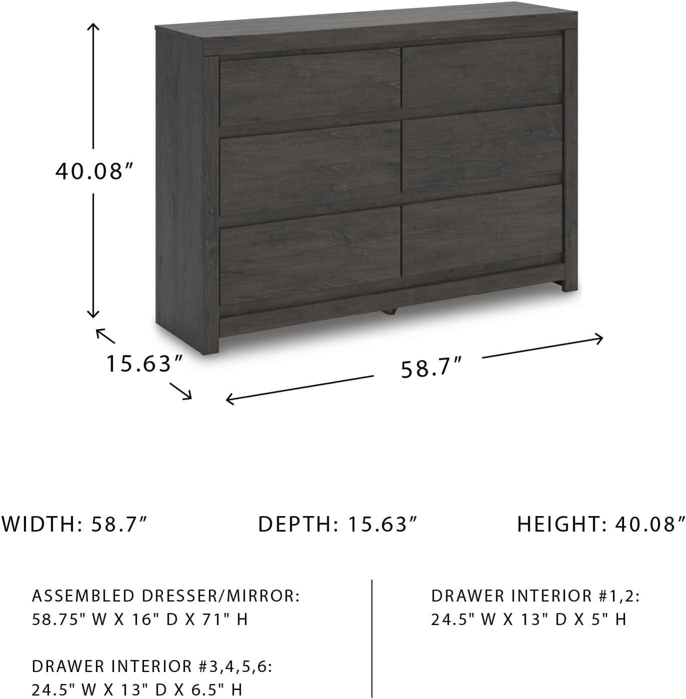 imageSignature Design by Ashley Paxberry Boho 6 Drawer Dresser Smoothgliding Faux Laminate Lined Drawers Wood 6126quot W x 1583quot D x 40quot H WhitewashCharcoal