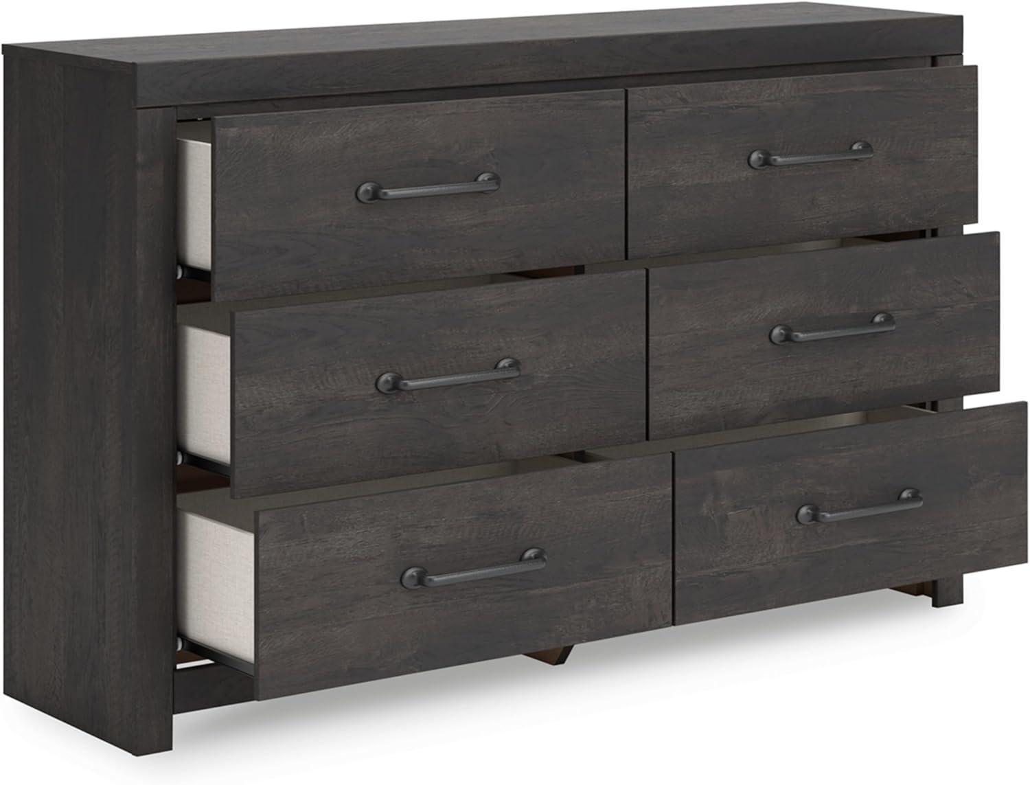 imageSignature Design by Ashley Paxberry Boho 6 Drawer Dresser Smoothgliding Faux Laminate Lined Drawers Wood 6126quot W x 1583quot D x 40quot H WhitewashDark Gray