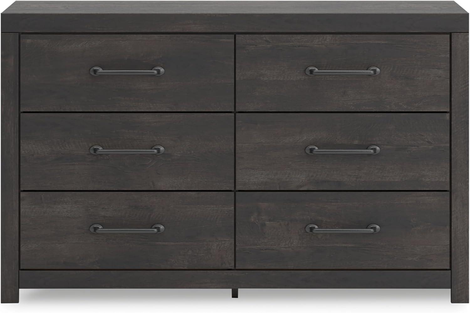 imageSignature Design by Ashley Paxberry Boho 6 Drawer Dresser Smoothgliding Faux Laminate Lined Drawers Wood 6126quot W x 1583quot D x 40quot H WhitewashDark Gray