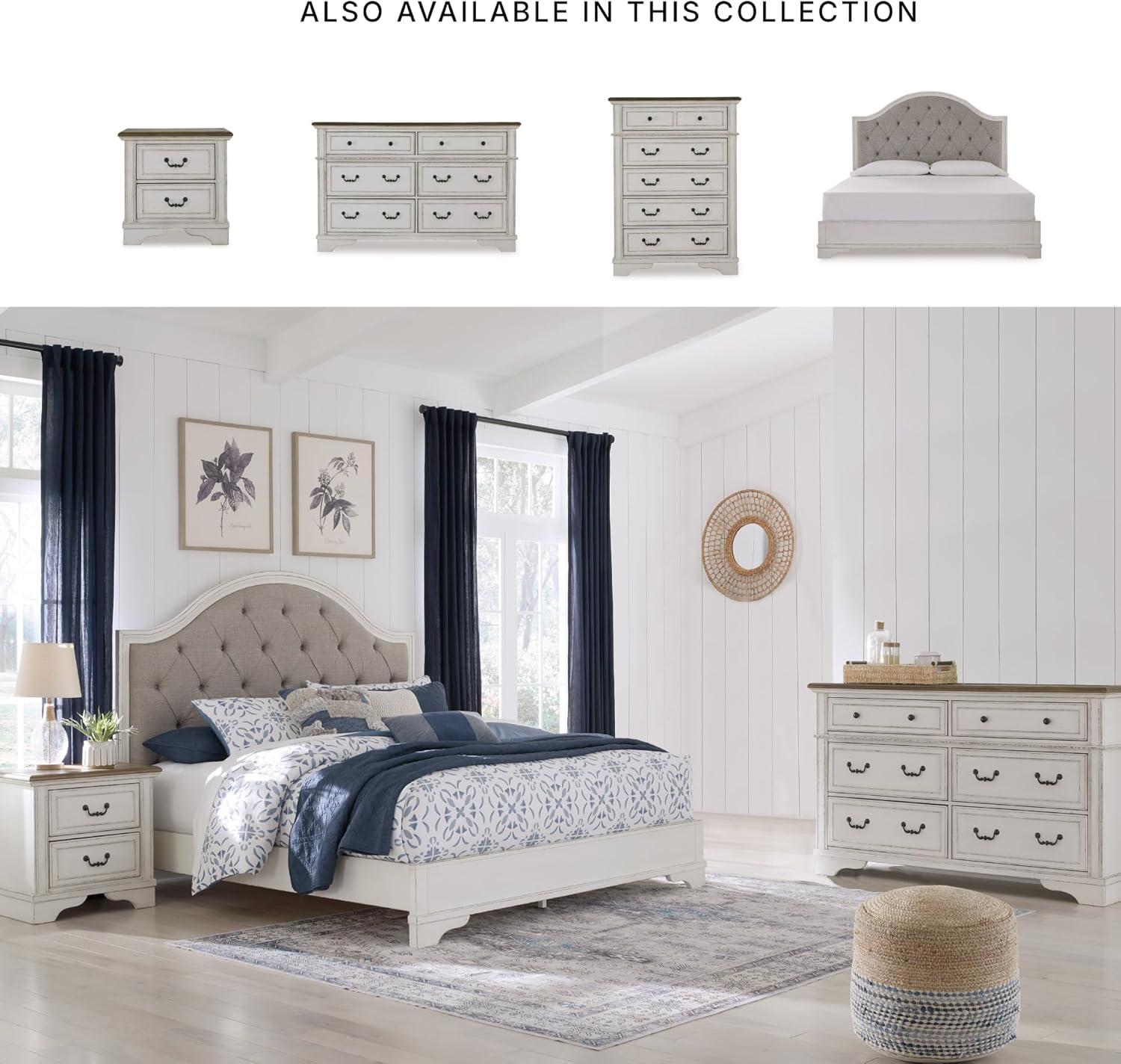 imageSignature Design by Ashley Paxberry Boho 6 Drawer Dresser Smoothgliding Faux Laminate Lined Drawers Wood 6126quot W x 1583quot D x 40quot H WhitewashTwotone