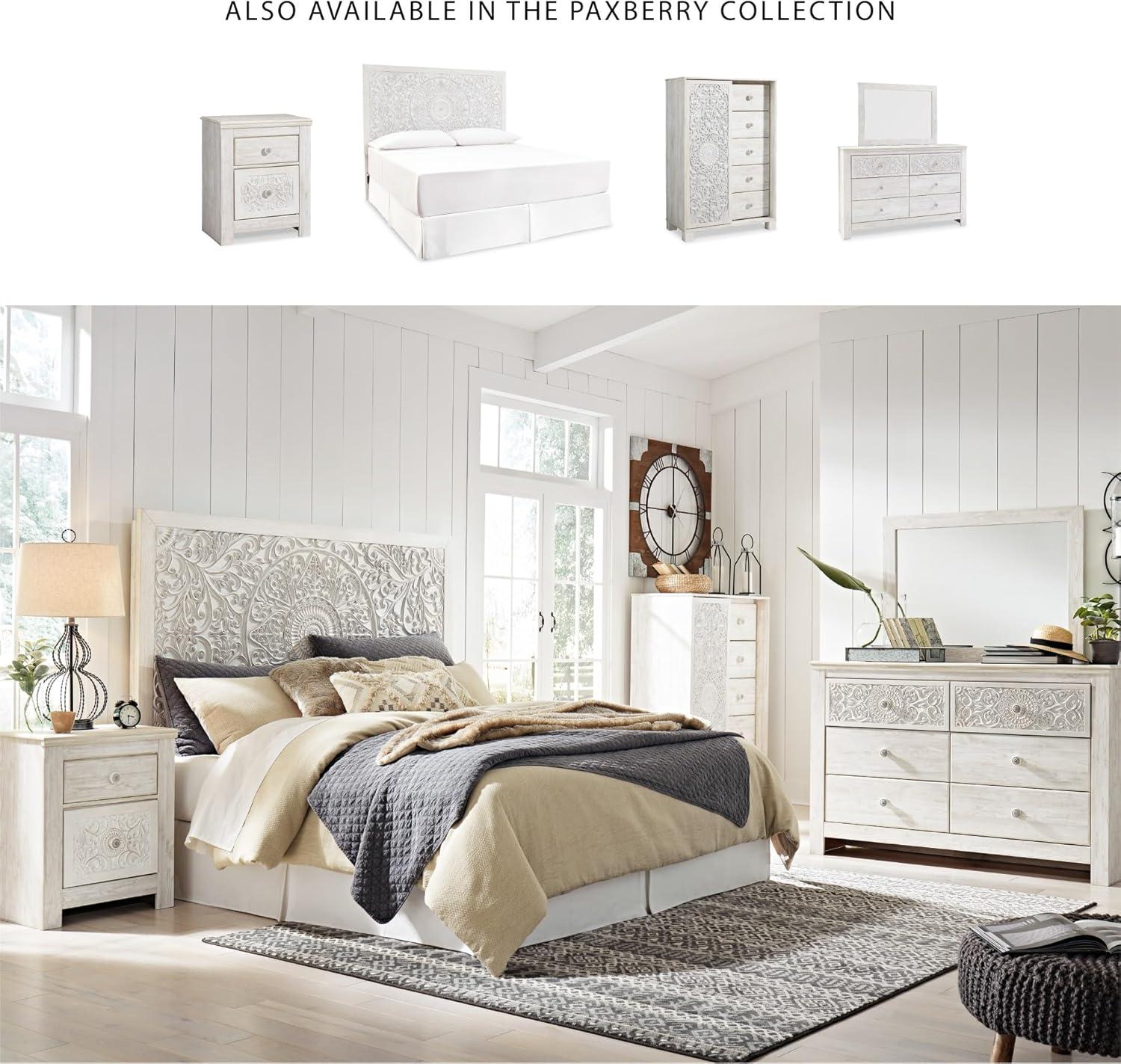imageSignature Design by Ashley Paxberry Boho 6 Drawer Dresser Smoothgliding Faux Laminate Lined Drawers Wood 6126quot W x 1583quot D x 40quot H WhitewashWhitewash