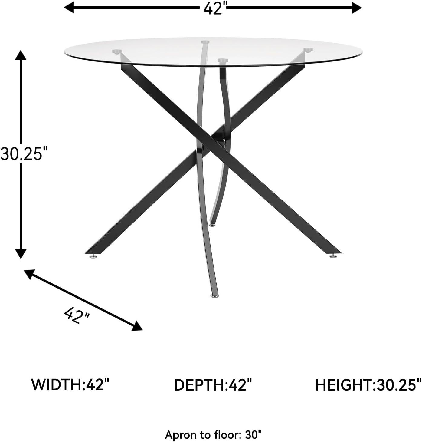 imageSignature Design by Ashley Pharwynn Modern Glass Tabletop Dining Table with CrossShaped Base Black