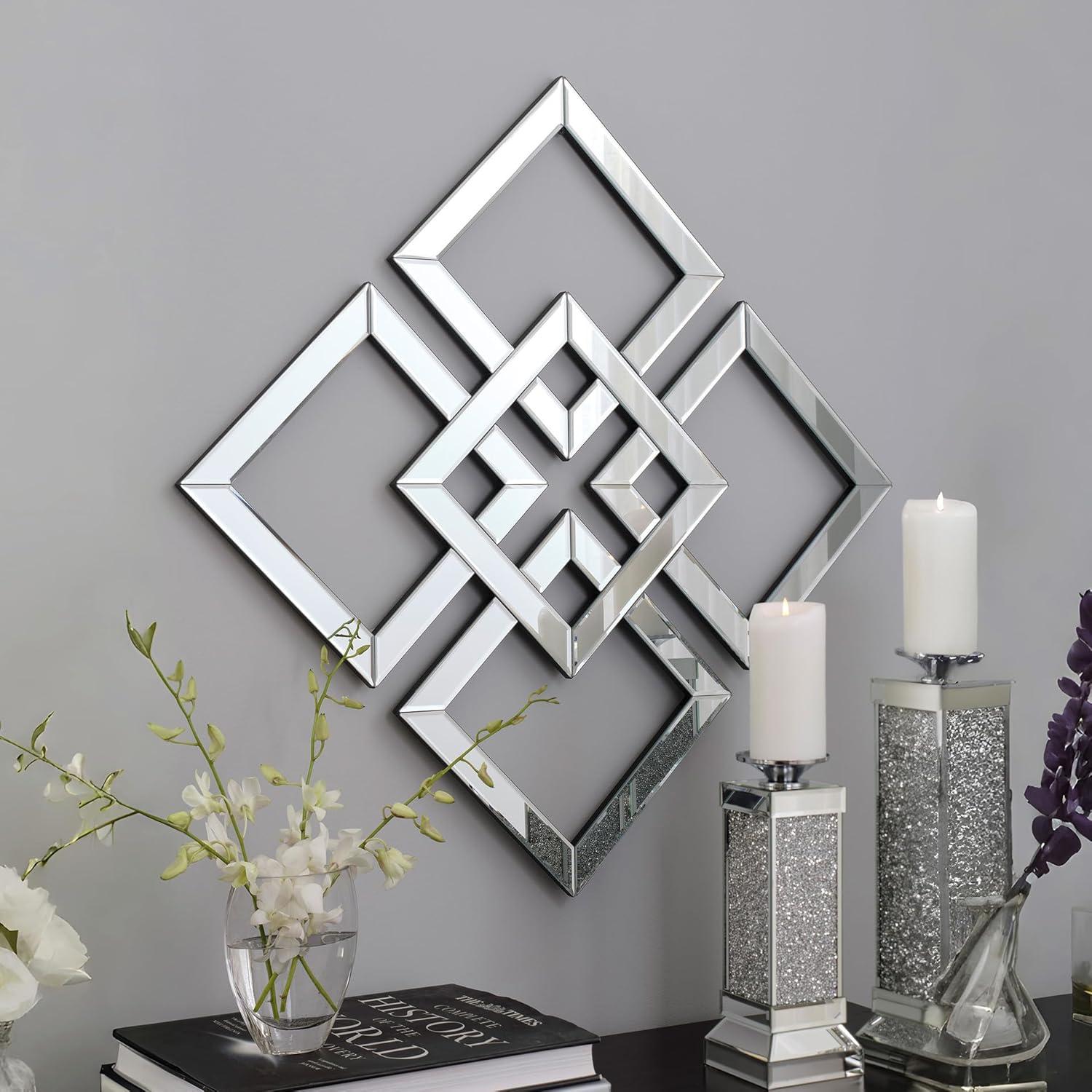 imageSignature Design by Ashley Quinnley Contemporary Geomeric Design Accent Mirror Silver