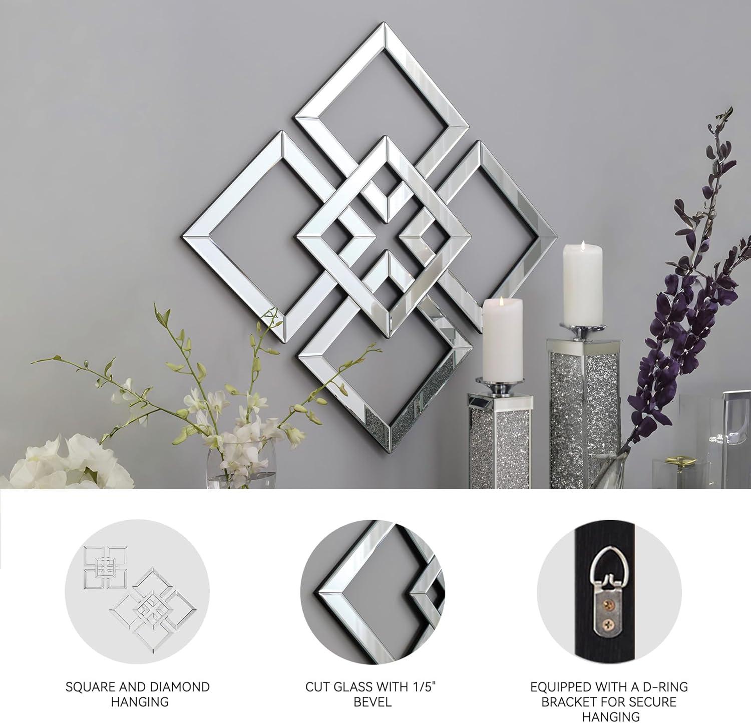 imageSignature Design by Ashley Quinnley Contemporary Geomeric Design Accent Mirror Silver