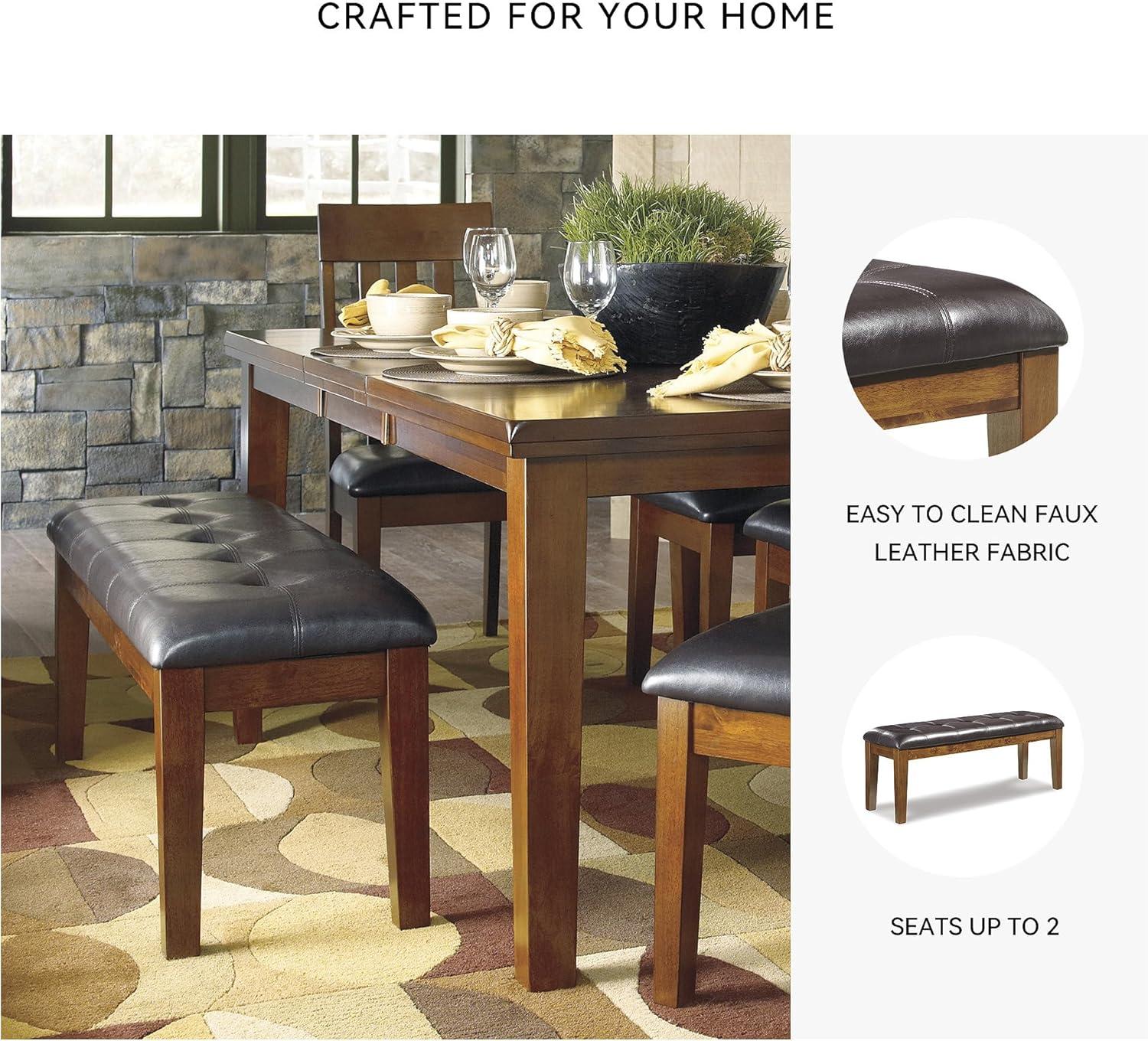 imageSignature Design by Ashley Ralene Tufted Upholstered Dining Room Bench Medium BrownBrown