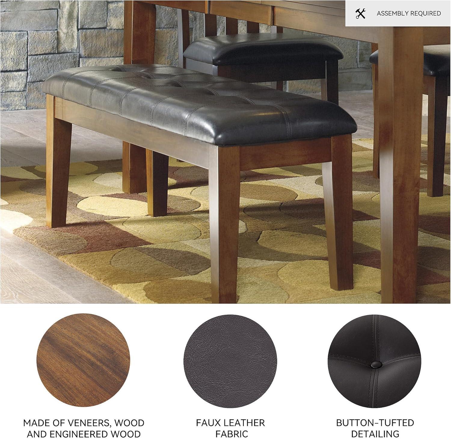 imageSignature Design by Ashley Ralene Tufted Upholstered Dining Room Bench Medium BrownBrown