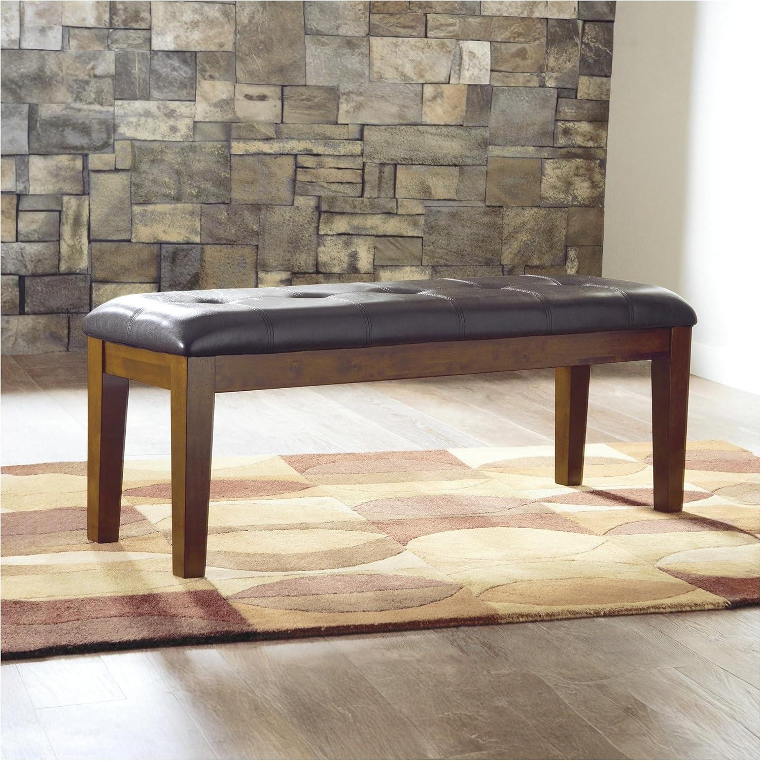 imageSignature Design by Ashley Ralene Tufted Upholstered Dining Room Bench Medium BrownBrown