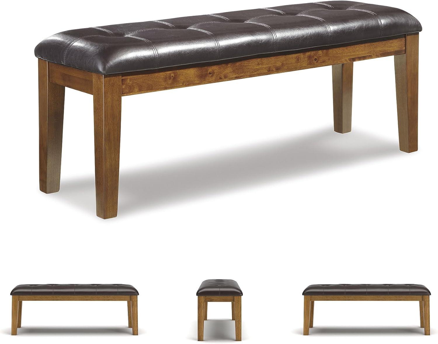 imageSignature Design by Ashley Ralene Tufted Upholstered Dining Room Bench Medium BrownBrown