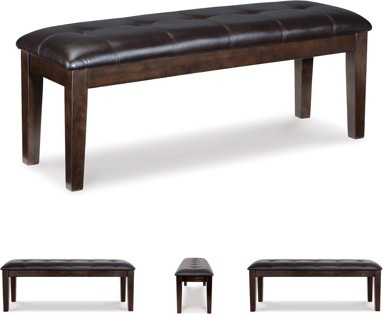 imageSignature Design by Ashley Ralene Tufted Upholstered Dining Room Bench Medium BrownDark Brown