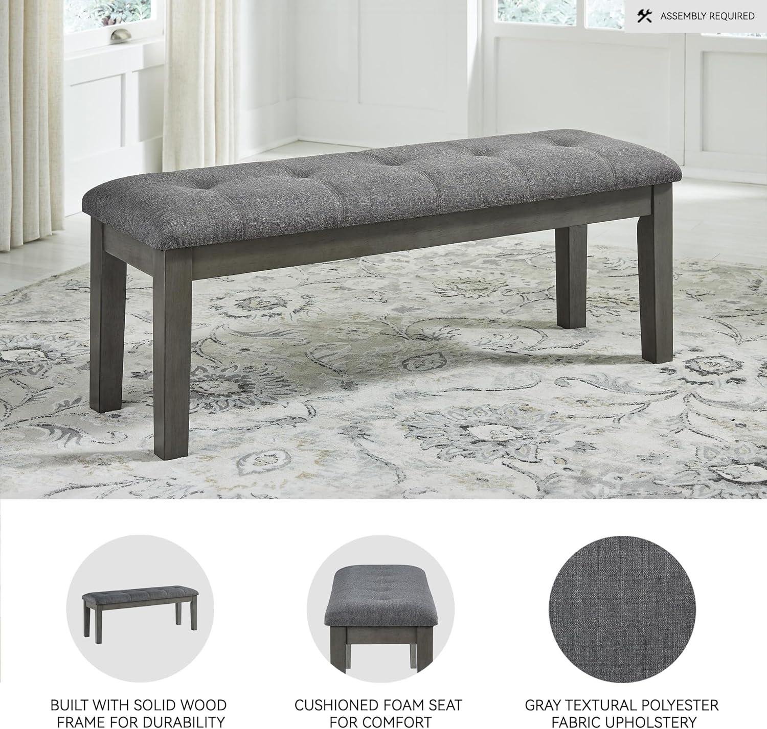imageSignature Design by Ashley Ralene Tufted Upholstered Dining Room Bench Medium BrownGrey