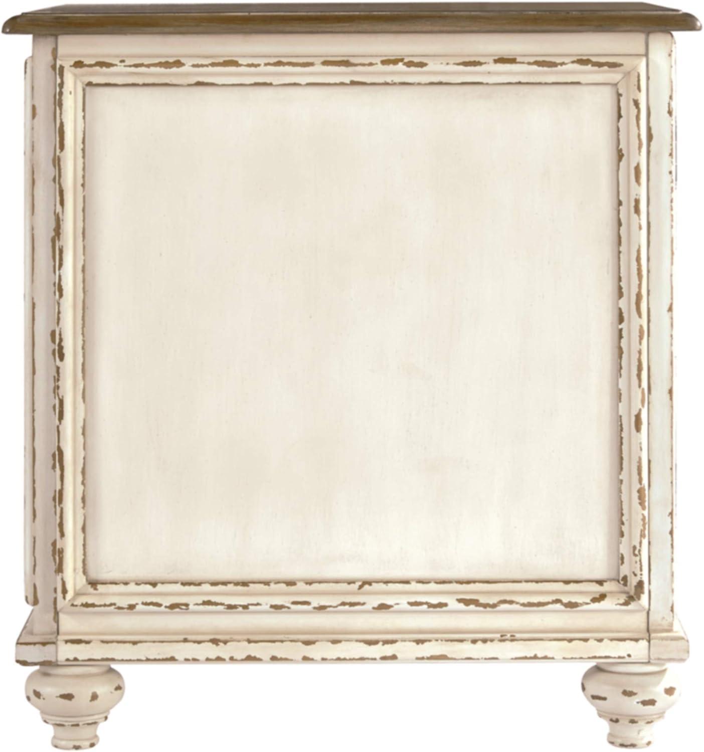 imageSignature Design by Ashley Realyn Farmhouse Chair Side End Table with Cabinet For Storage Antique White ampamp BrownMirror Front