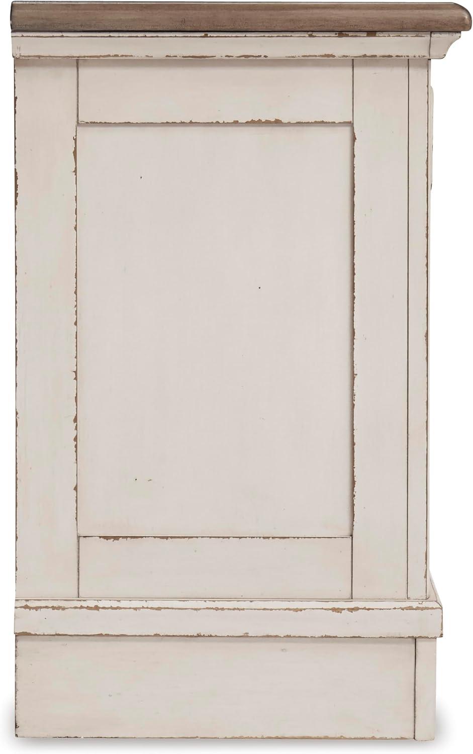imageSignature Design by Ashley Realyn Traditional Cottage 1 Drawer Nightstand with Dovetail Construction ampamp Open Display Shelf Chipped White 27quot Tall Distressed BrownChipped White