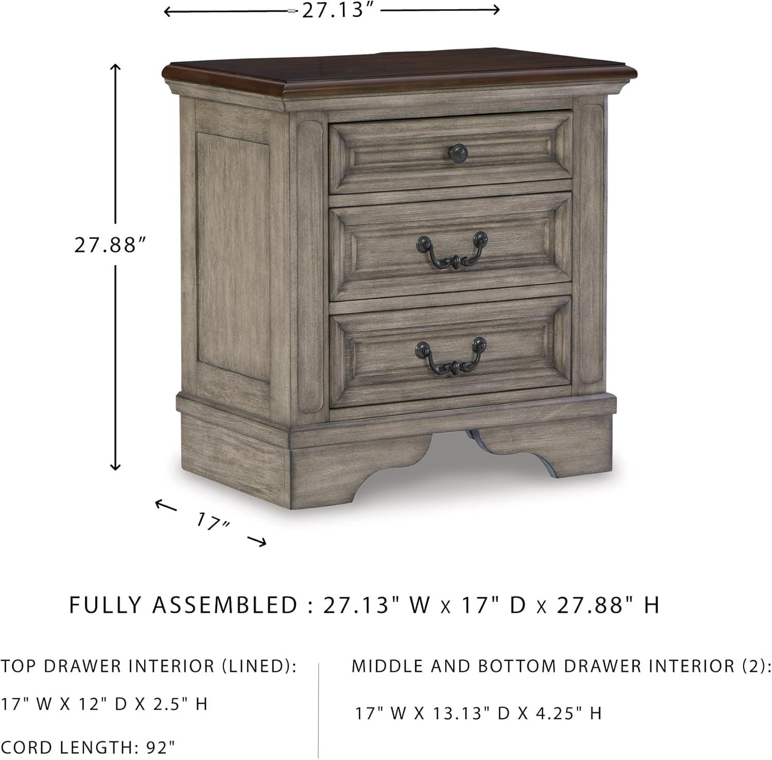 imageSignature Design by Ashley Realyn Traditional Cottage 1 Drawer Nightstand with Dovetail Construction ampamp Open Display Shelf Chipped White 27quot Tall Distressed BrownAntique Gray