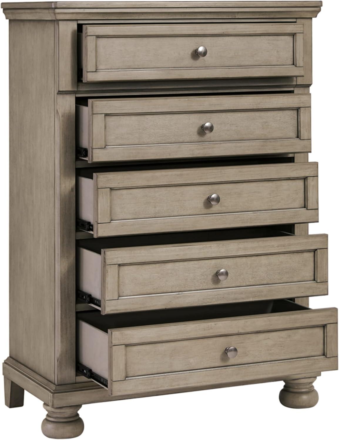 imageSignature Design by Ashley Robbinsdale Casual 5 Drawer Chest with FeltLined Upper Drawer WhiteLight Gray