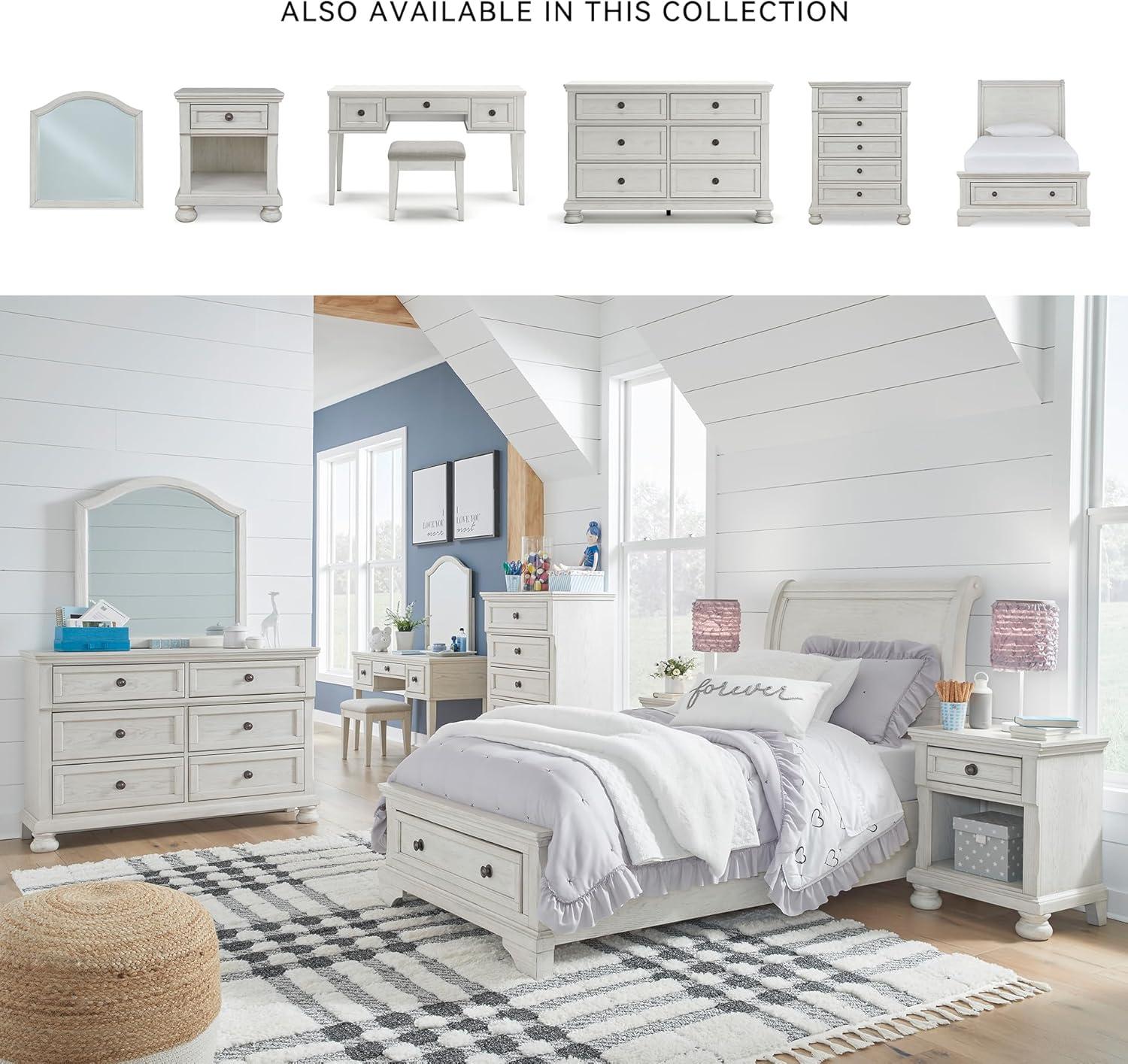 imageSignature Design by Ashley Robbinsdale Casual 5 Drawer Chest with FeltLined Upper Drawer WhiteWhitewash