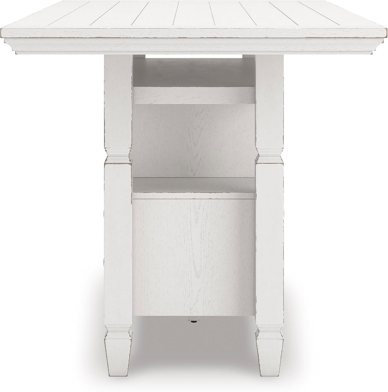 imageSignature Design by Ashley Robbinsdale Casual Removable Center Leaf Dining Extension Table with Trestle Base Wood Ash Veneer Tabletop with Planked Effect 2 Removable Center Leaves Seats 8 WhiteAntique White