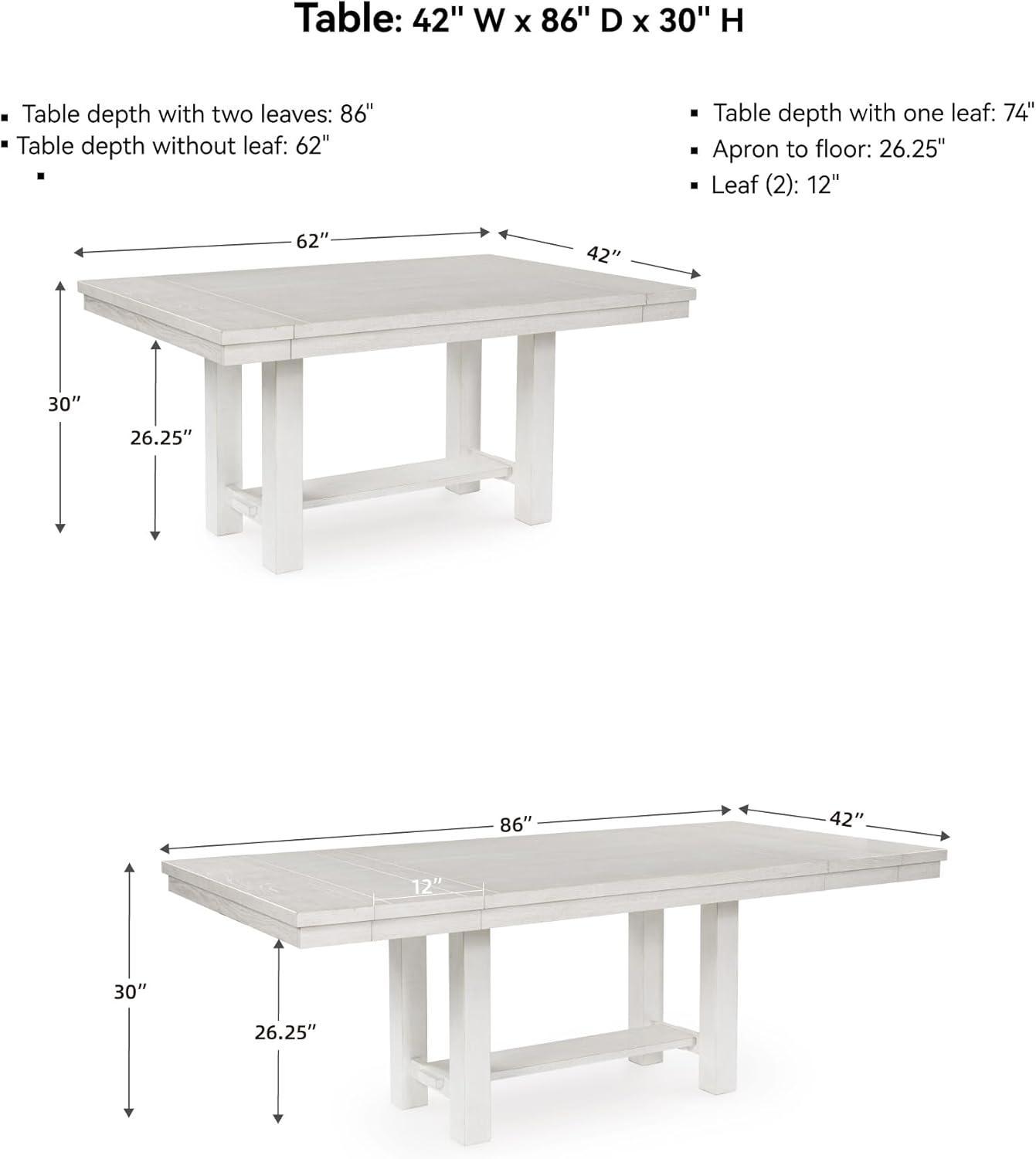 imageSignature Design by Ashley Robbinsdale Casual Removable Center Leaf Dining Extension Table with Trestle Base Wood Ash Veneer Tabletop with Planked Effect 2 Removable Center Leaves Seats 8 WhiteAntique White