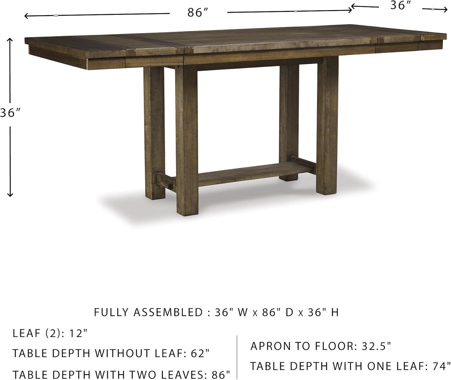 imageSignature Design by Ashley Robbinsdale Casual Removable Center Leaf Dining Extension Table with Trestle Base Wood Ash Veneer Tabletop with Planked Effect 2 Removable Center Leaves Seats 8 WhiteBrown