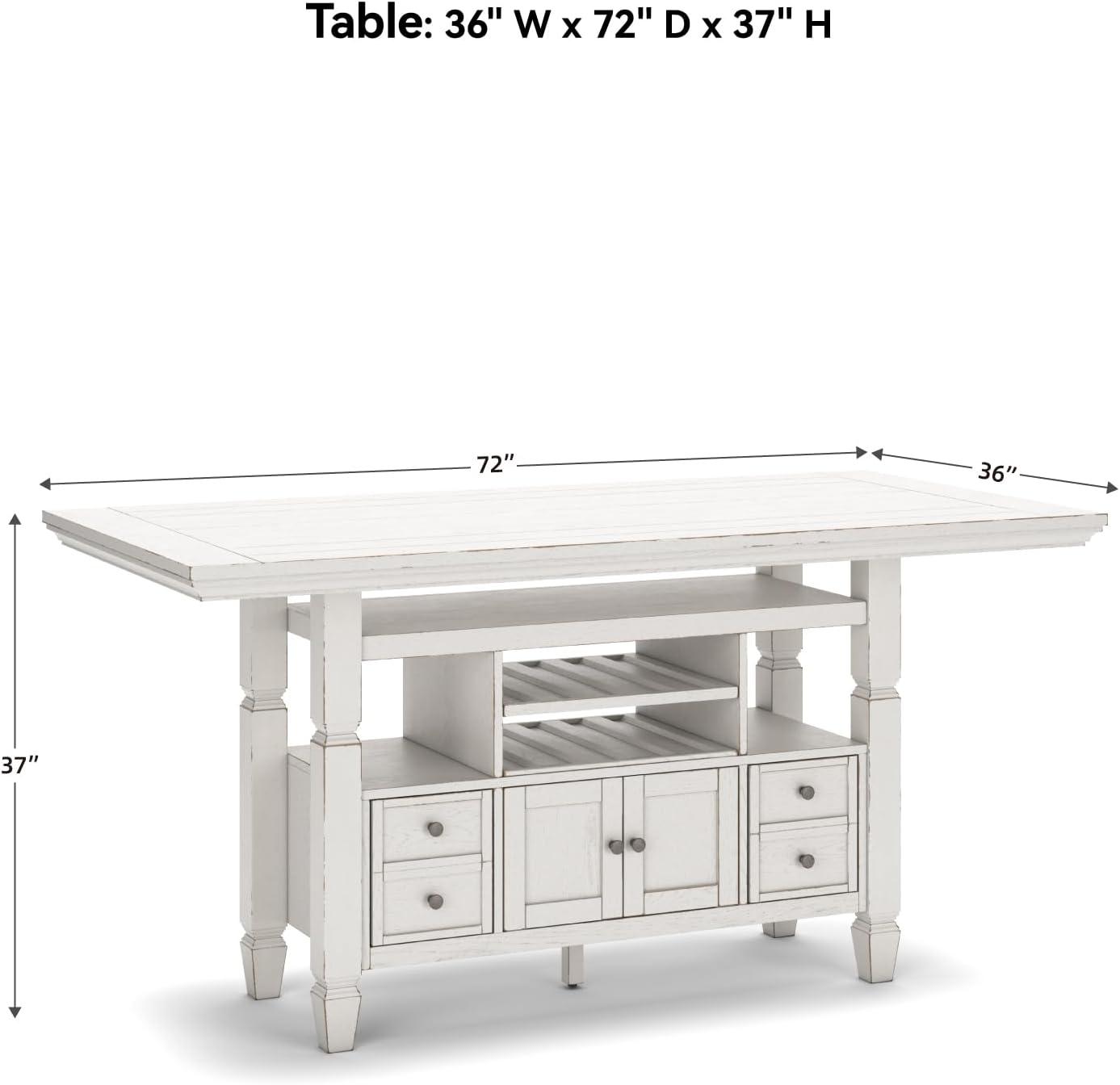 imageSignature Design by Ashley Robbinsdale Casual Removable Center Leaf Dining Extension Table with Trestle Base Wood Ash Veneer Tabletop with Planked Effect 2 Removable Center Leaves Seats 8 WhiteAntique White