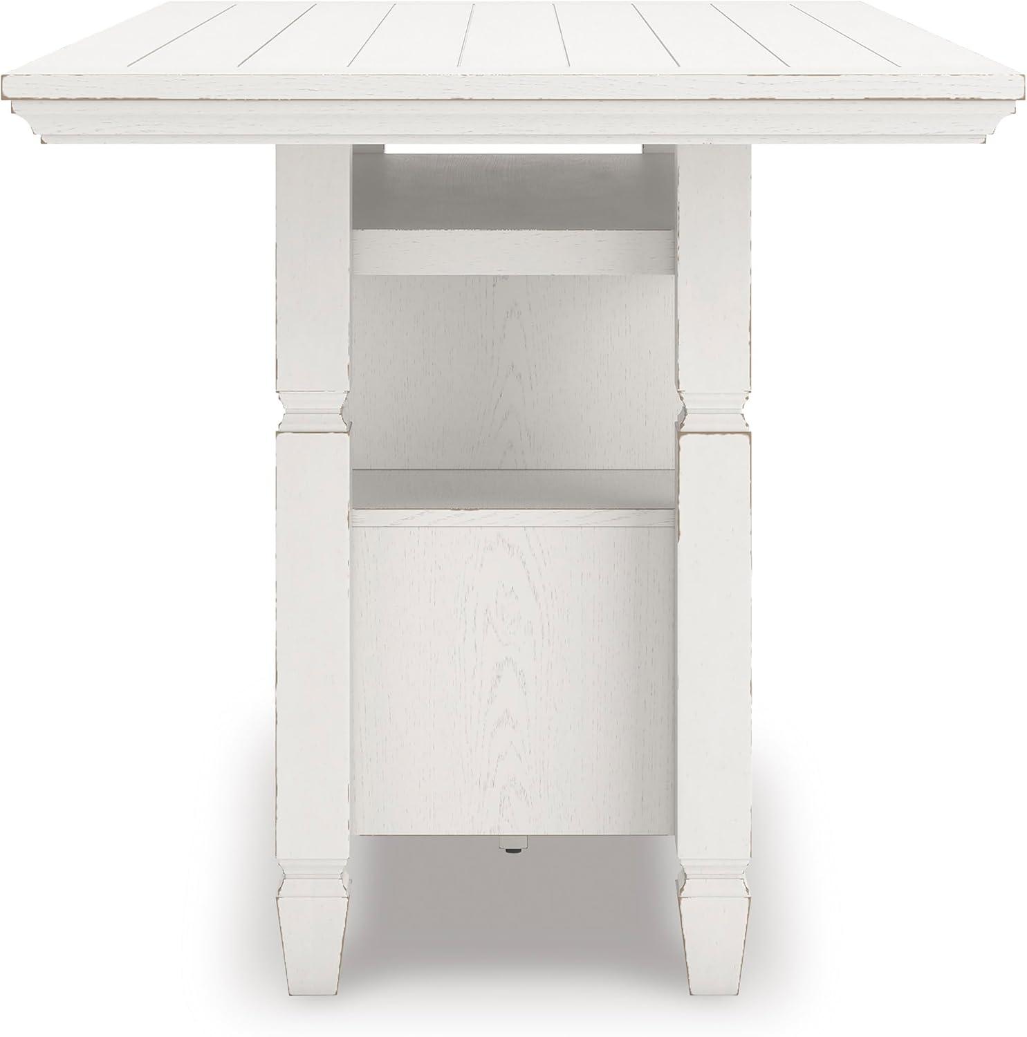 imageSignature Design by Ashley Robbinsdale Casual Removable Center Leaf Dining Extension Table with Trestle Base Wood Ash Veneer Tabletop with Planked Effect 2 Removable Center Leaves Seats 8 WhiteAntique White