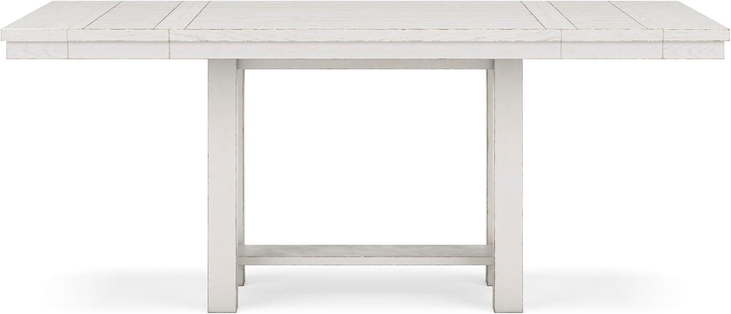 imageSignature Design by Ashley Robbinsdale Casual Removable Center Leaf Dining Extension Table with Trestle Base Wood Ash Veneer Tabletop with Planked Effect 2 Removable Center Leaves Seats 8 WhiteWhite