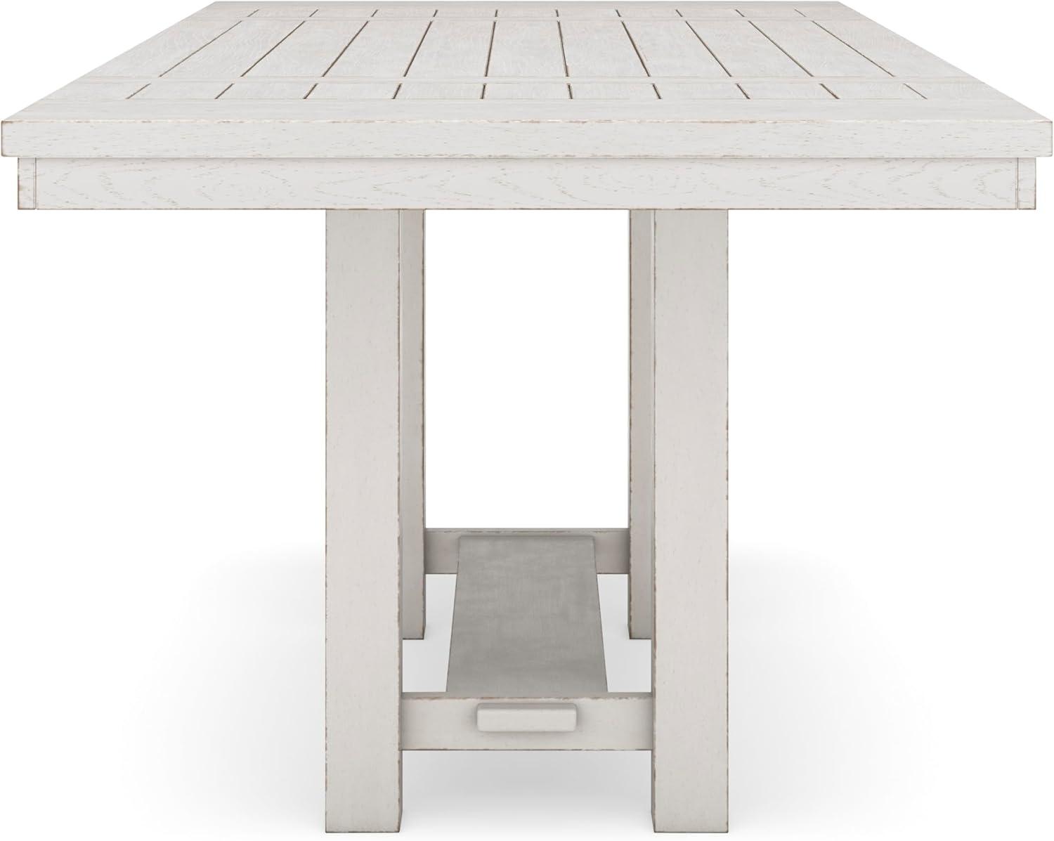 imageSignature Design by Ashley Robbinsdale Casual Removable Center Leaf Dining Extension Table with Trestle Base Wood Ash Veneer Tabletop with Planked Effect 2 Removable Center Leaves Seats 8 WhiteWhite