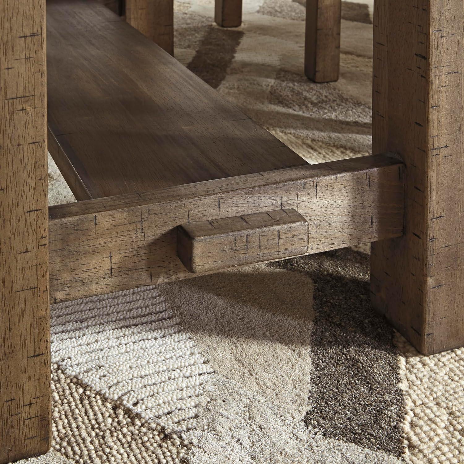 imageSignature Design by Ashley Robbinsdale Casual Removable Center Leaf Dining Extension Table with Trestle Base Wood Ash Veneer Tabletop with Planked Effect 2 Removable Center Leaves Seats 8 WhiteBrown
