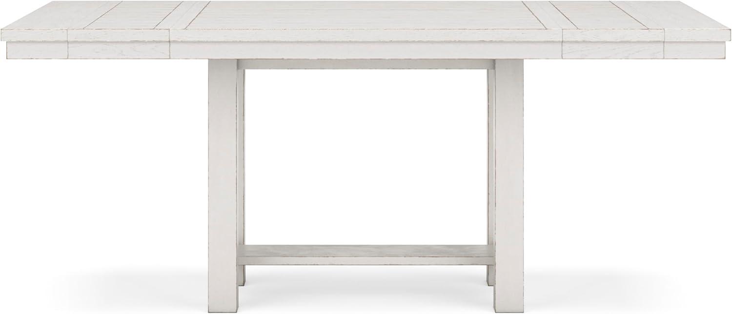 imageSignature Design by Ashley Robbinsdale Casual Removable Center Leaf Dining Extension Table with Trestle Base Wood Ash Veneer Tabletop with Planked Effect 2 Removable Center Leaves Seats 8 WhiteWhite